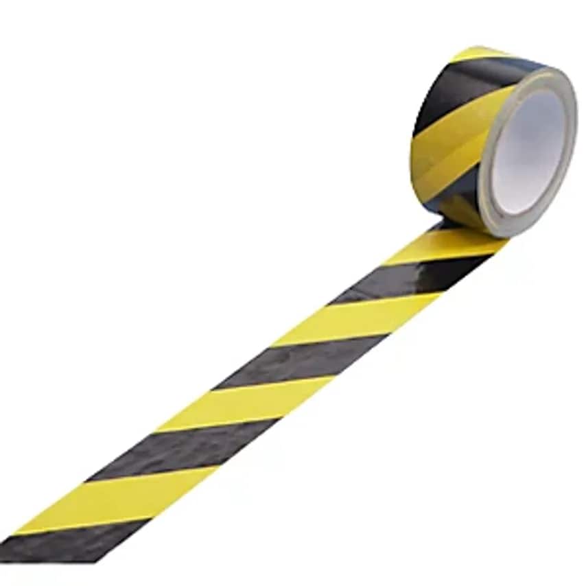 EUROKRAFTpro Warning Tapes, With Different Texts, Pack Of 36 Rolls, Black/Yellow