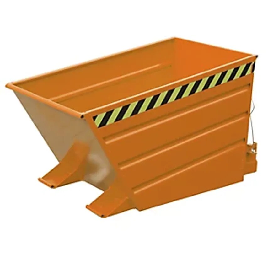 EUROKRAFTpro Tilting Skip, Low Front Edge, Capacity 0.8 m, Yellow Orange