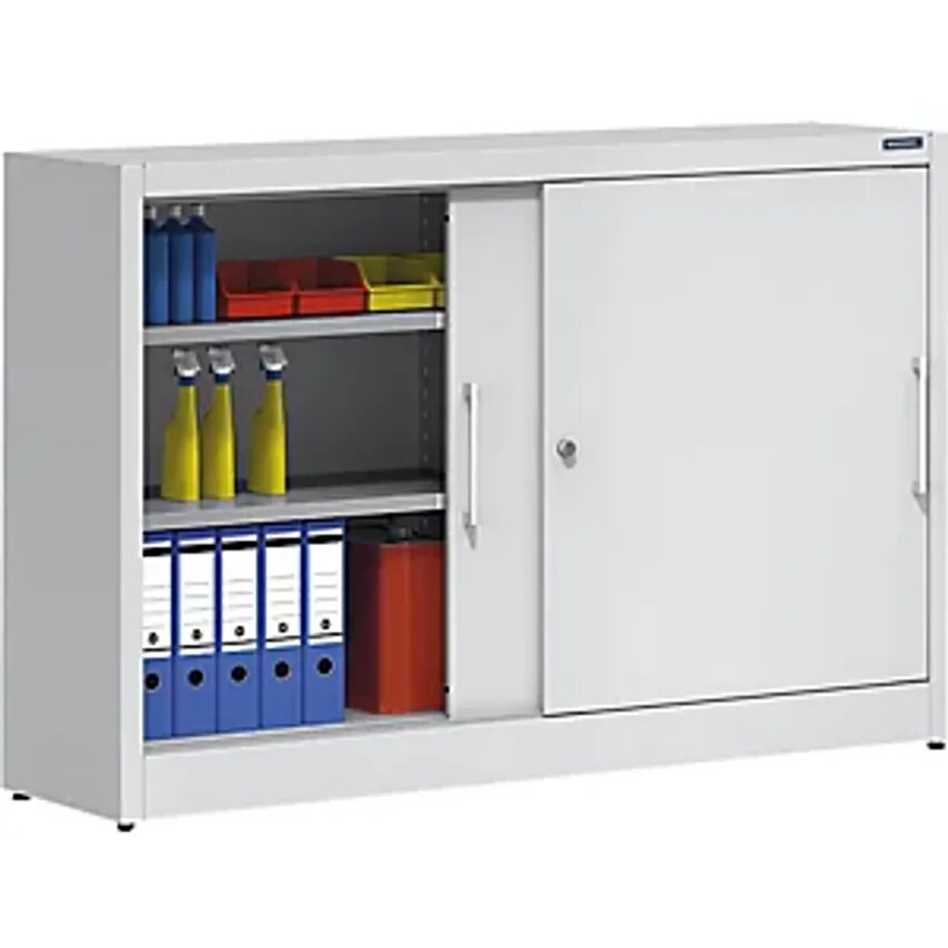 EUROKRAFTpro Sliding Door Cupboard - Height 1000mm - With Centre Partition And 2