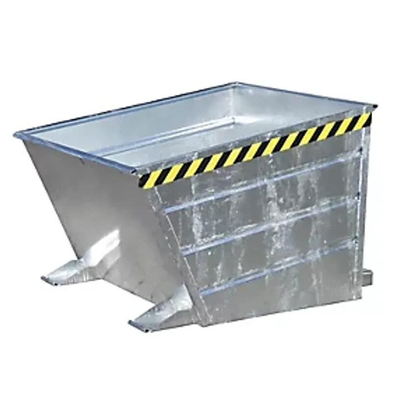 EUROKRAFTpro Tilting Skip, Low Front Edge, Capacity 0.65 m, Hot Dip Galvanised