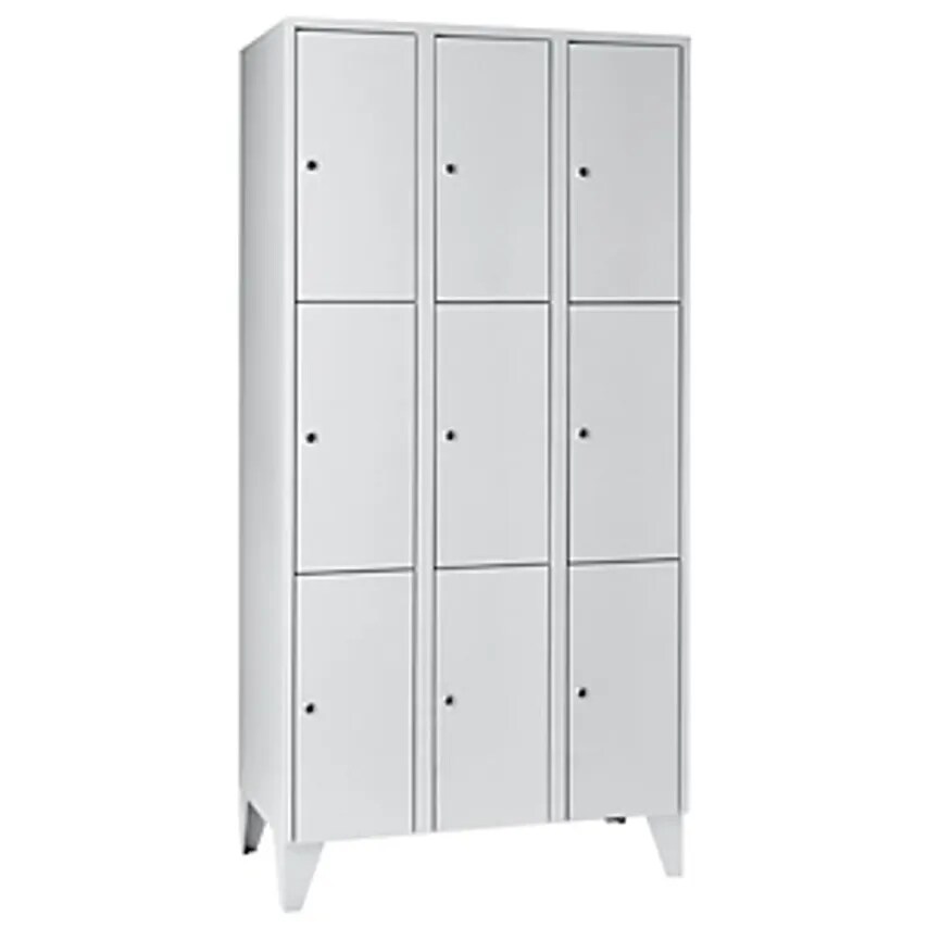 WOLF Clothes Locker, 3 Compartments, 9 Compartments, Width 900mm, Light Grey