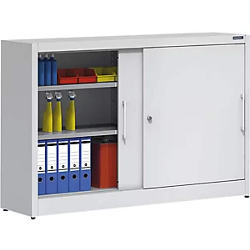 EUROKRAFTpro Sliding Door Cupboard - Height 1000mm - With Centre Partition And 2