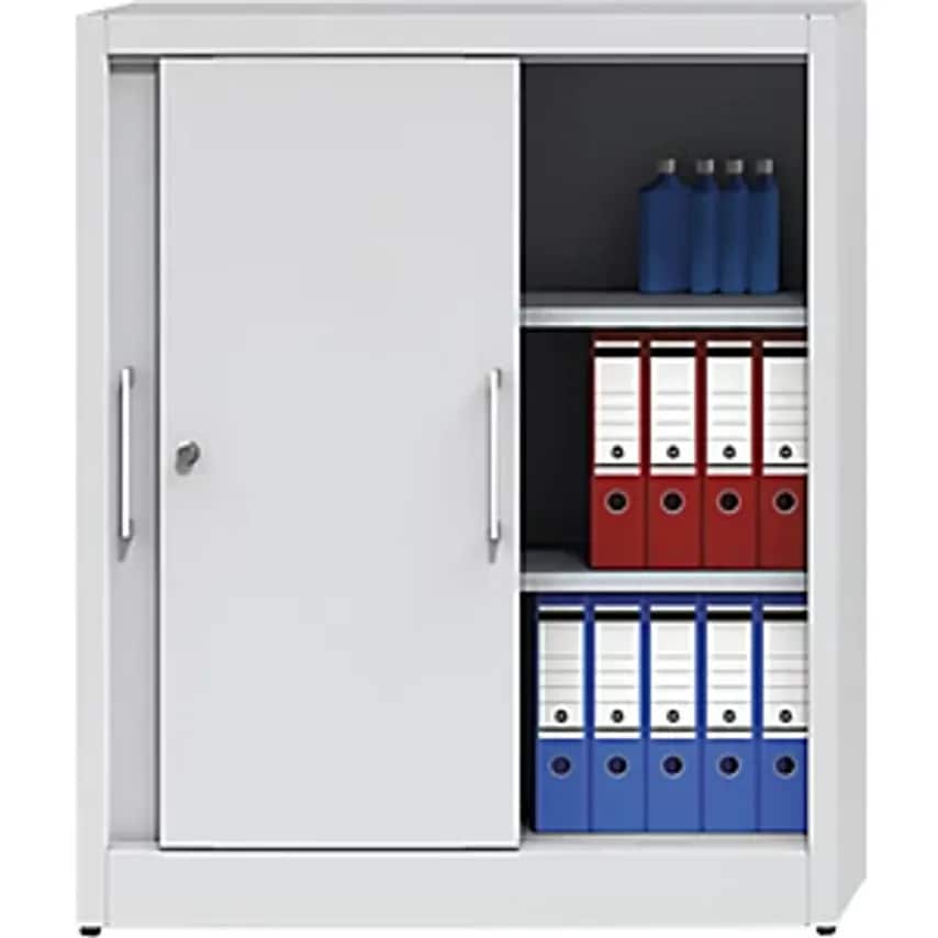 EUROKRAFTpro Sliding Door Cupboard - Height 1200mm - With 2 Shelves, HxW 1200 X