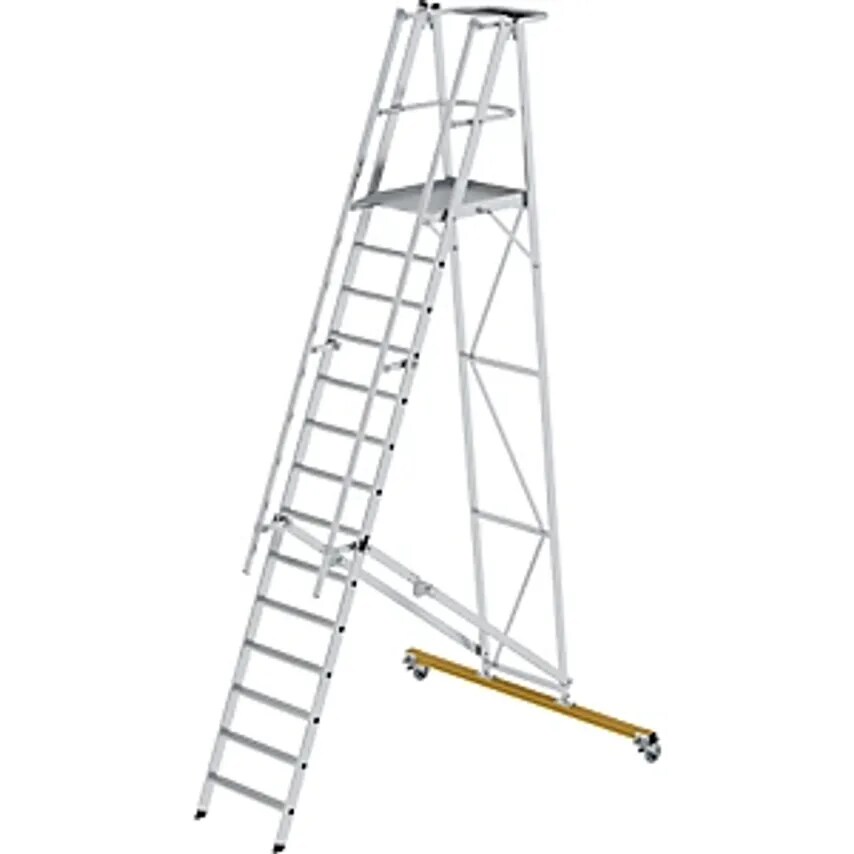 MUNK GmbH Aluminium Folding Safety Steps, Mobile, With 3-sided Platform Railing,