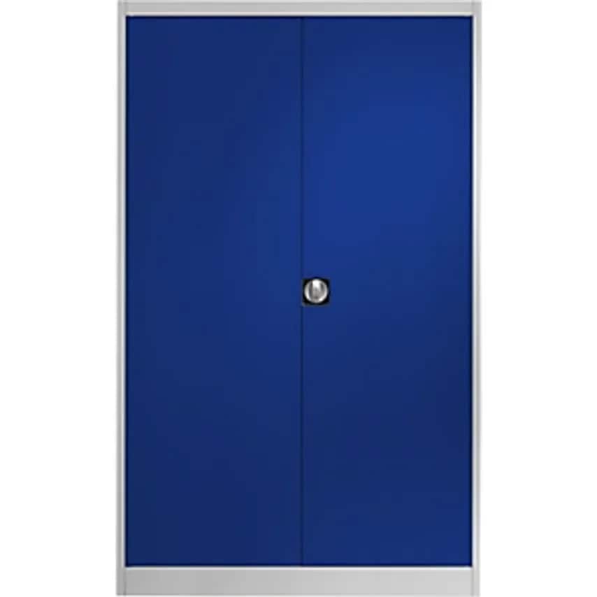 MAUSER Steel Cabinet With Double Doors - 4 Shelves - Light Grey/Ultramarine, Ext
