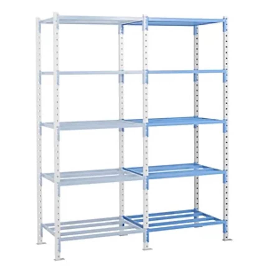 MAN ORGA SAS Tubular Boltless Shelving Unit - Height 2496mm - Width 1210mm, Exte