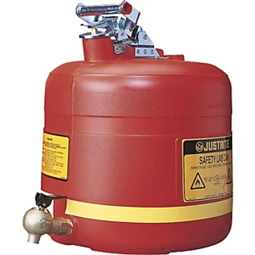 Justrite Safety Dispenser With Tap, Polyethylene, Capacity 19 L, Painted Red