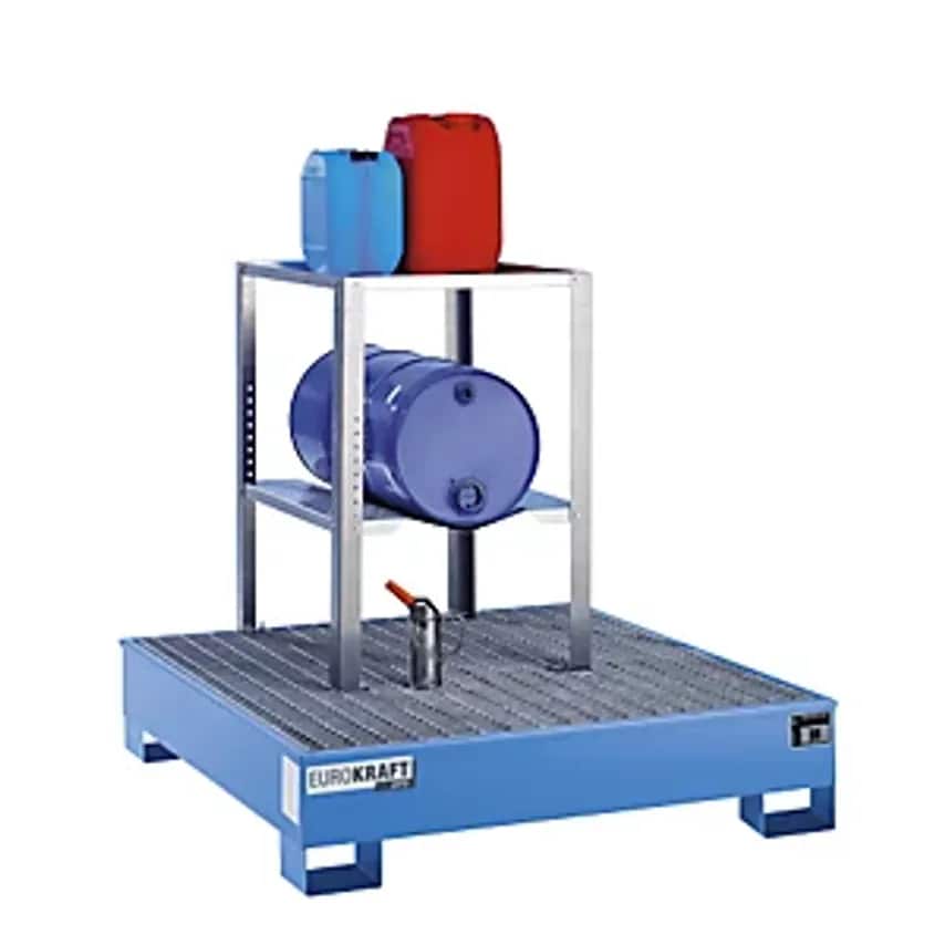 EUROKRAFTpro Drum And Small Container Shelf Unit - With 1 X 60 L Drum Support An