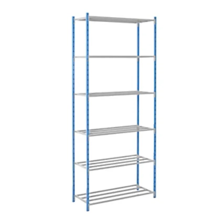 MAN ORGA SAS Boltless Shelving Unit, With Tubular Shelves, HxWxD 2496 X 1270 X 4