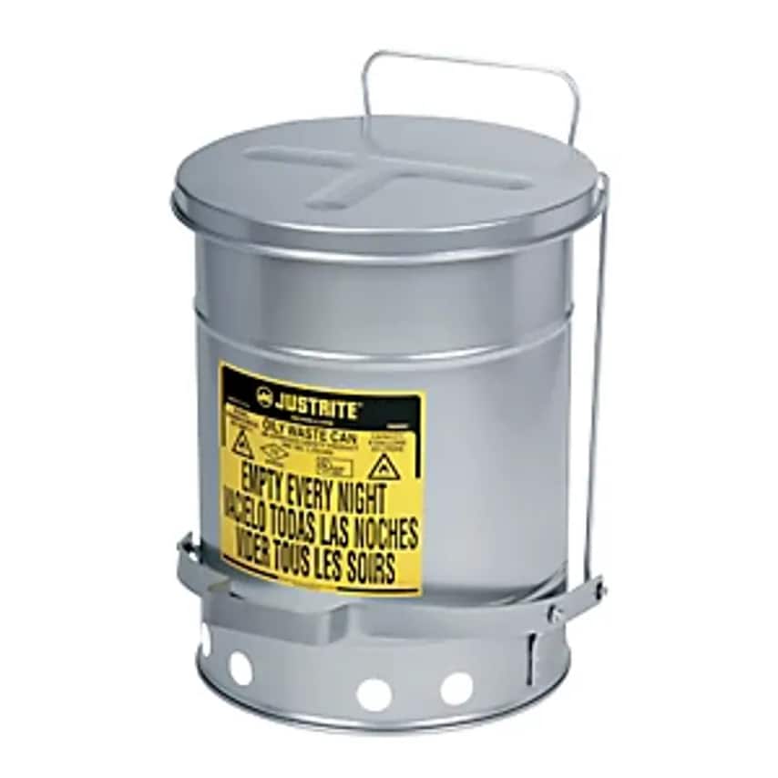 Justrite Low Noise SoundGard Safety Disposal Cans - Lid Closes Softly And Quietl