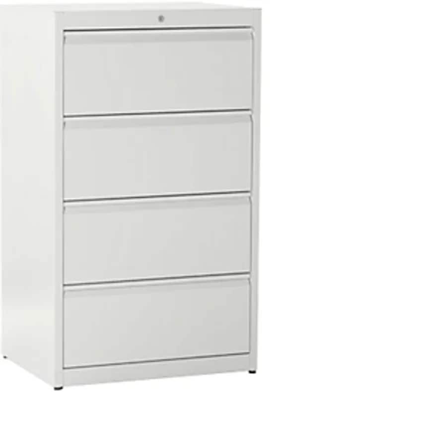MAUSER Suspension File Cabinet, Grip Rails, 4 Drawers, Soft Retraction Mechanism