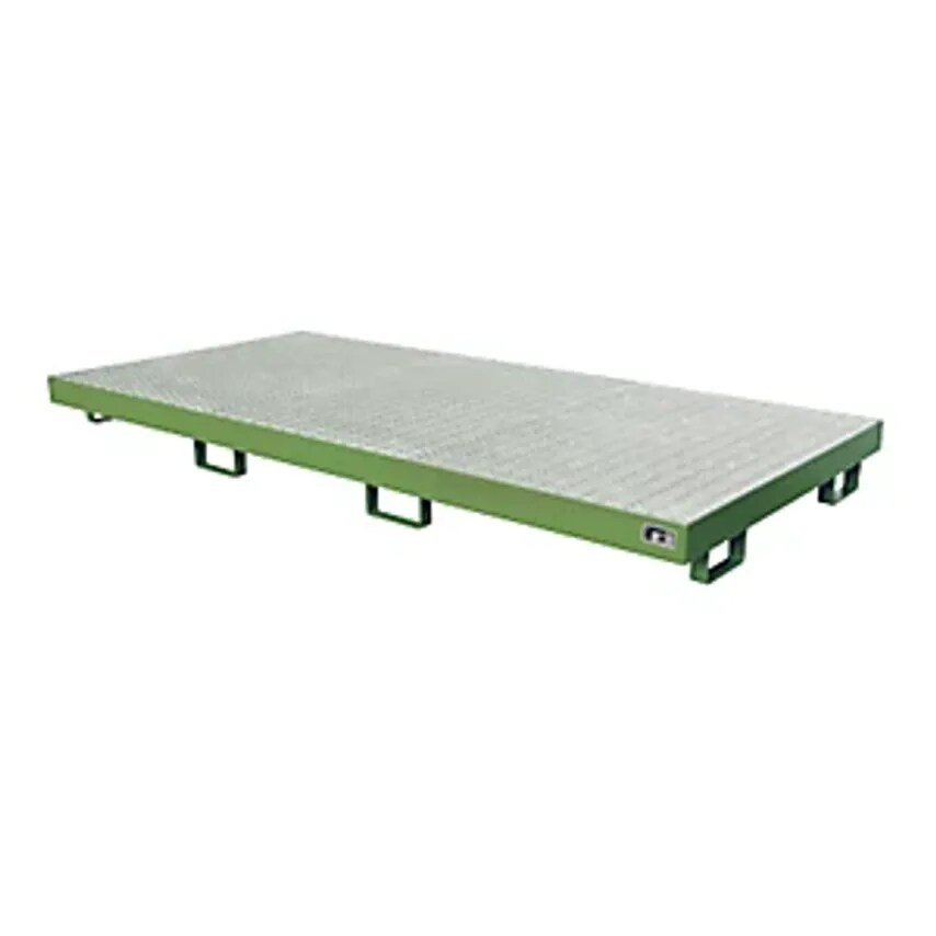 EUROKRAFTpro Steel Sump Tray, LxWxH 2650 X 1300 X 210mm, Painted Green RAL 6011,