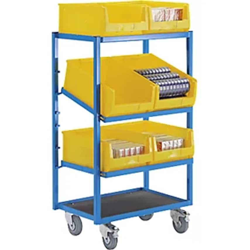 EUROKRAFTpro Order Picking Trolley, Intermediate Shelves Can Be Tilted, With Sol