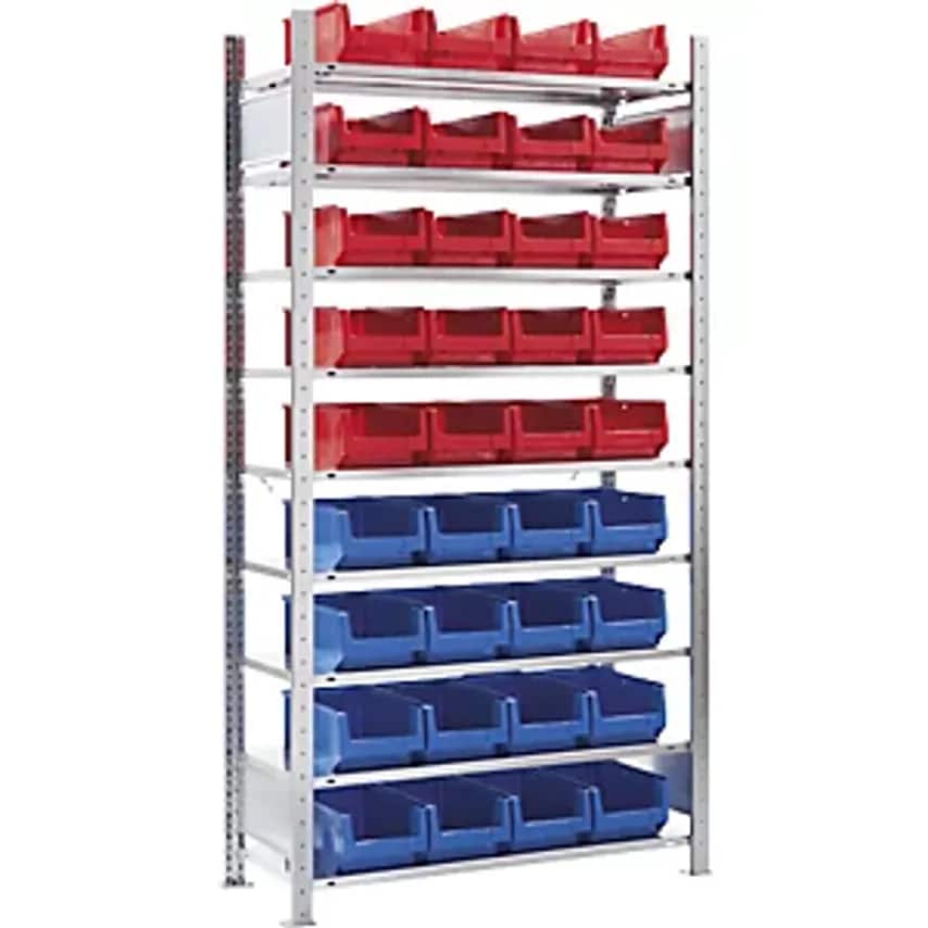 EUROKRAFTpro Boltless Shelving Unit, With Open Fronted Storage Bins, 36 Bins, 9
