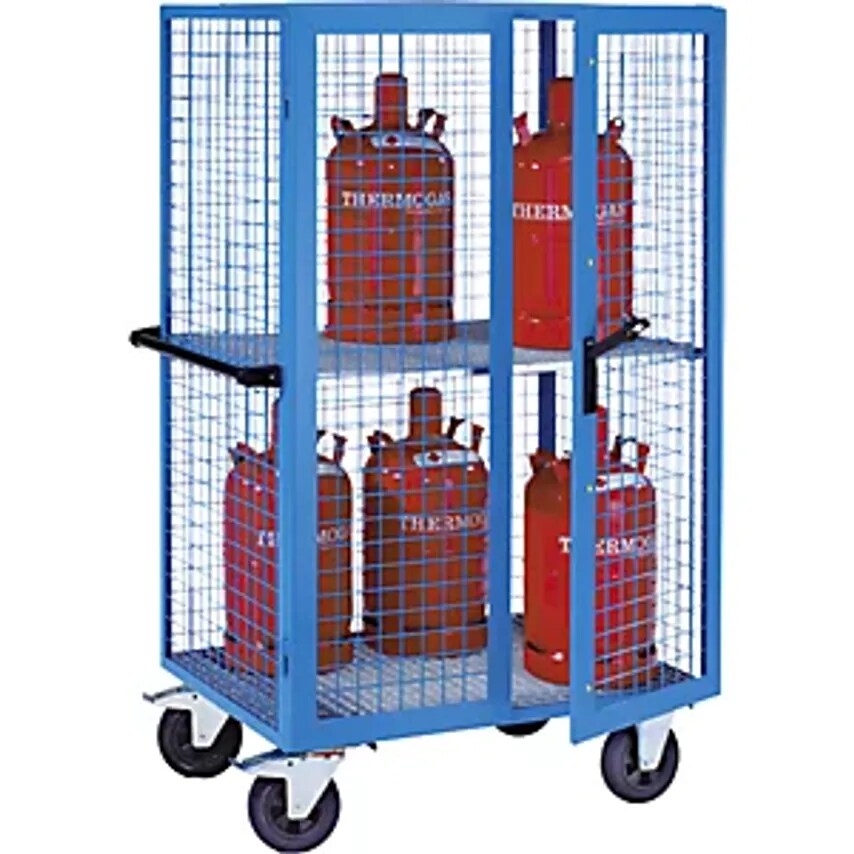EUROKRAFTpro Gas Cylinder Cupboard, As Trolley, Max. Load 500 Kg, Solid Rubber T
