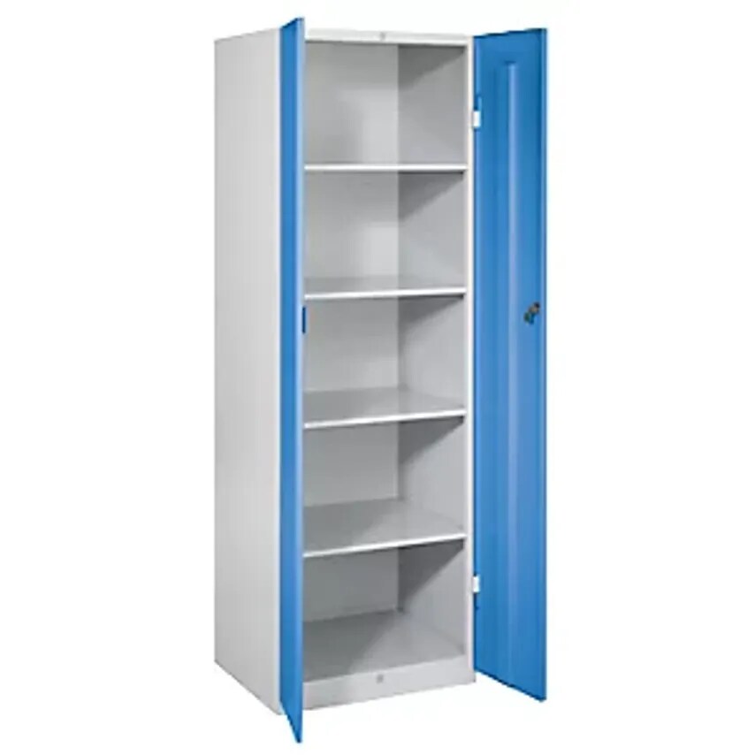 WOLF Steel Cupboard, Width 600mm, 4 Shelves, Light Blue Doors