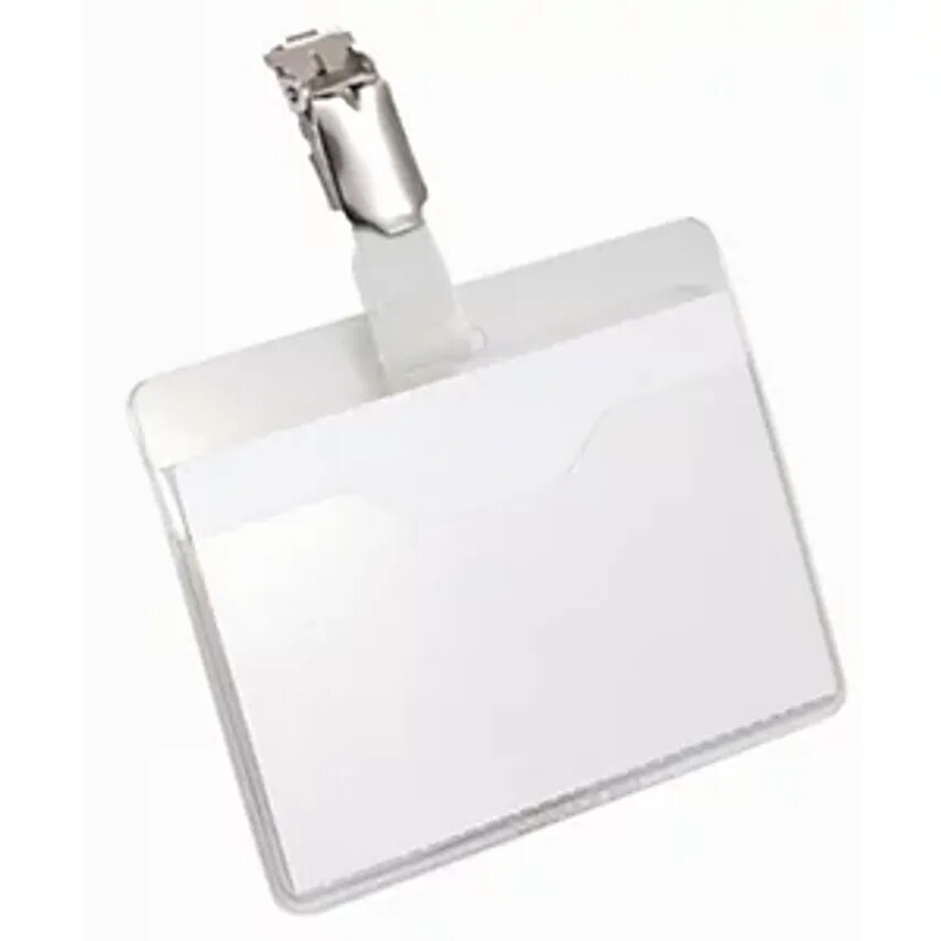 Durable Name Badges With Clip Fastener, HxW 60 X 90mm, Open Pocket, Pack Of 50