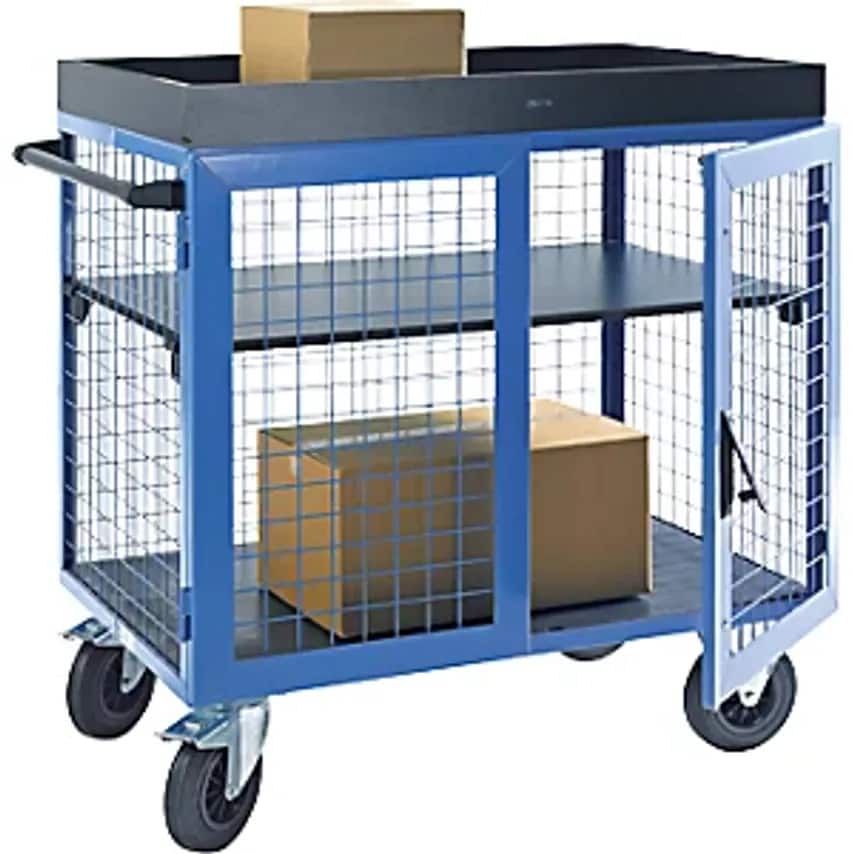EUROKRAFTpro KOMPAKT Cupboard Trolley, Front And Sides Steel Mesh, LxWxH 1150 X