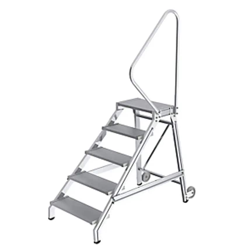 EUROKRAFTpro Heavy Duty Machine Steps, MOBILE, Max. Load 300 Kg, 5 Steps