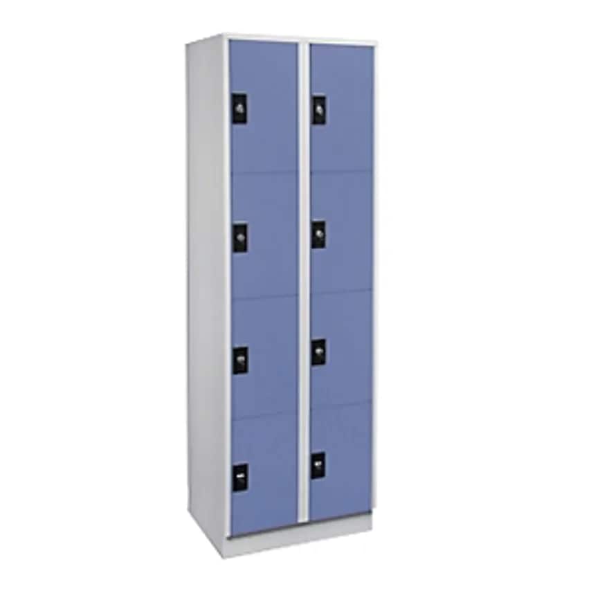 WOLF Compartment Locker, 2 Compartments, 4 Shelf Compartments Each, Light Grey/P