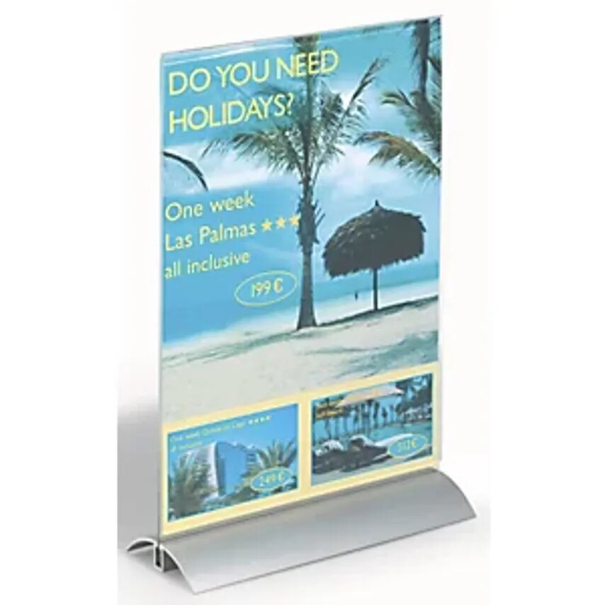 Durable Tabletop Stand, Acrylic With Aluminium Base, A4, HxWxD 322 X 212 X 85mm,