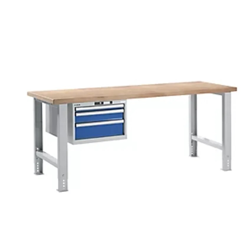 Lista Modular Workbench - Height 740 - 1090mm - 3 Drawers, Gentian Blue, Table W