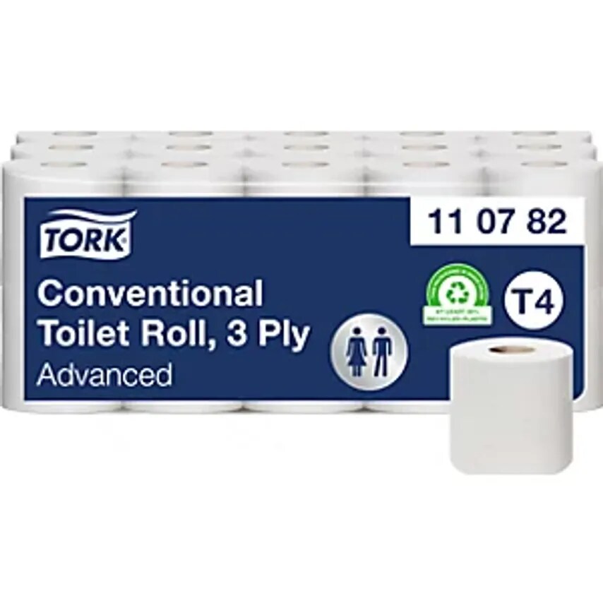 ESSITY Small Rolls of Toilet Paper - Household Roll - 3-ply, White, Pack of 30 R