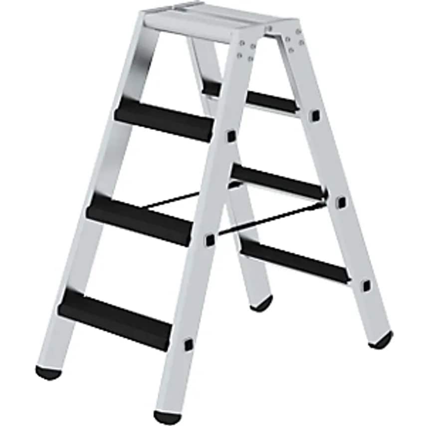 EUROKRAFTpro Step Ladder, Double Sided, Cushioned Model, 2 X 4 Steps