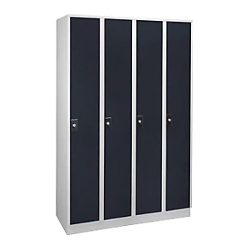 WOLF Cloakroom Locker, 4 X 300mm Wide Compartments, Light Grey/Anthracite Grey