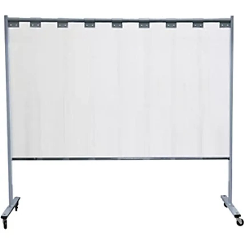 Mobile Welding Protection Screen - Single Unit Design - With Lamellar Curtain, Transparent