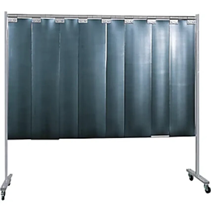 Mobile Welding Protection Screen - Single Unit Design - With Lamellar Curtain, Dark Green