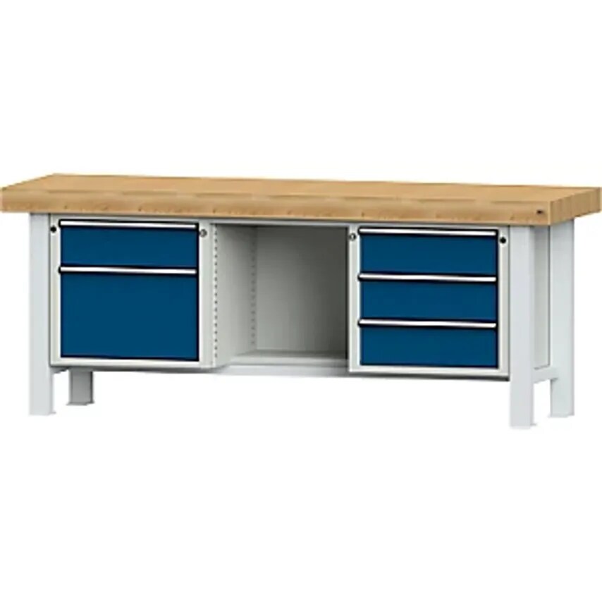 ANTON KESSEL GMBH Heavy Duty Workbench - Worktop Width 2250mm - With 4 Drawers A
