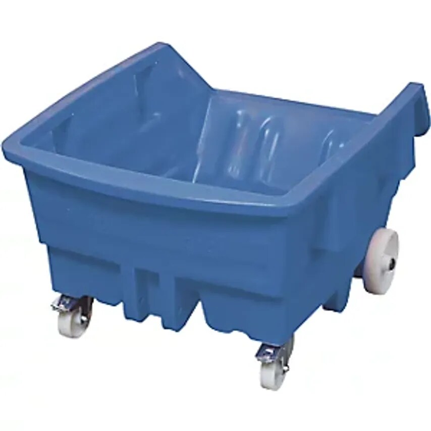 DENIOS Tilting Skip Polyethylene, With Castors, Capacity 0.75 m, Blue