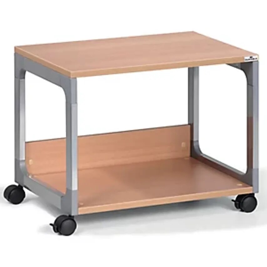 Durable Multifunction/Printer Trolley, 2 Shelves, Silver/Beech