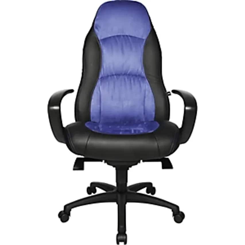 TOPSTAR Swivel Armchair, Faux Leather/Microfibre, Black/Blue