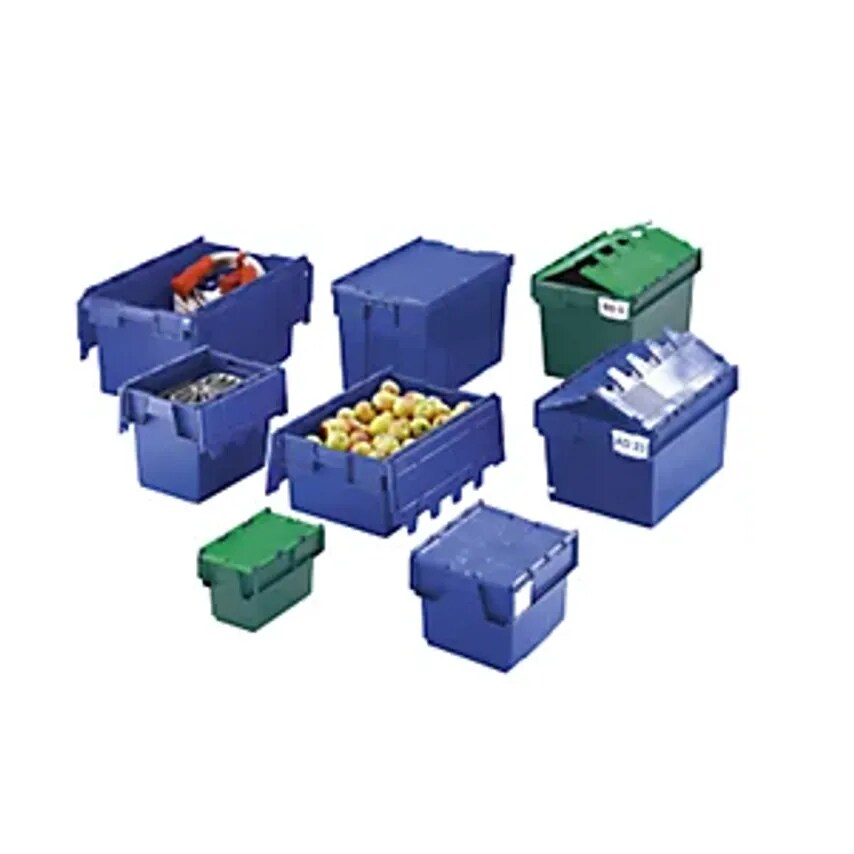 SCHLLER ALLIBERT Reusable Stacking Containers with Folding Lids - Ca- you get 10
