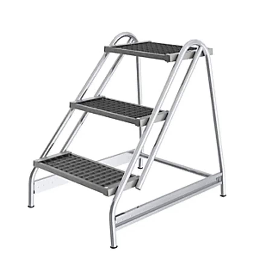 MUNK GmbH Aluminium Work Platform, Steps Steel Grate, Single Sided Access, 3 Ste
