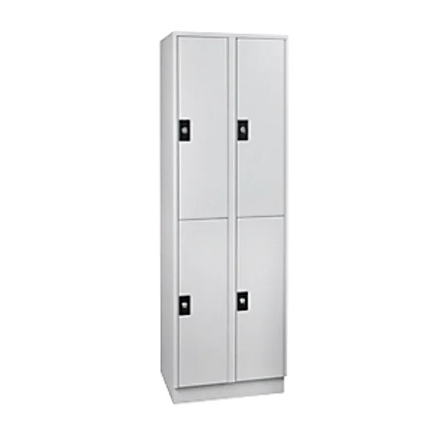 WOLF Cloakroom Locker, 4 Compartments, Width 600mm, Light Grey/Light Grey