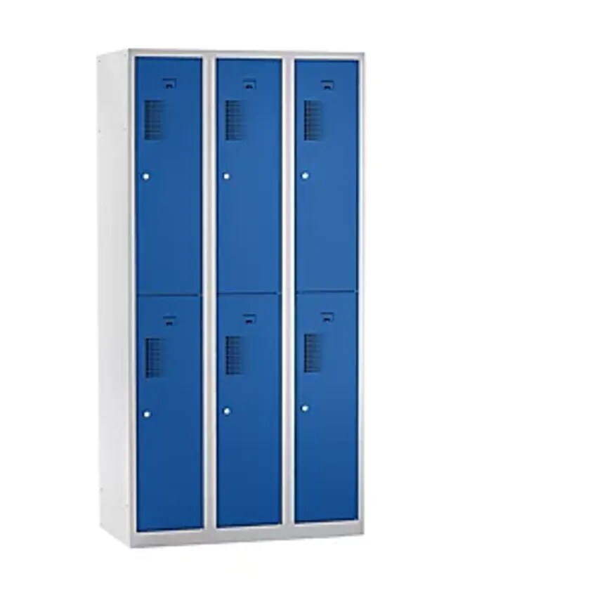 EUROKRAFTpro Cloakroom Locker - Half-Height Compartments - Width 900mm, 6 Compar