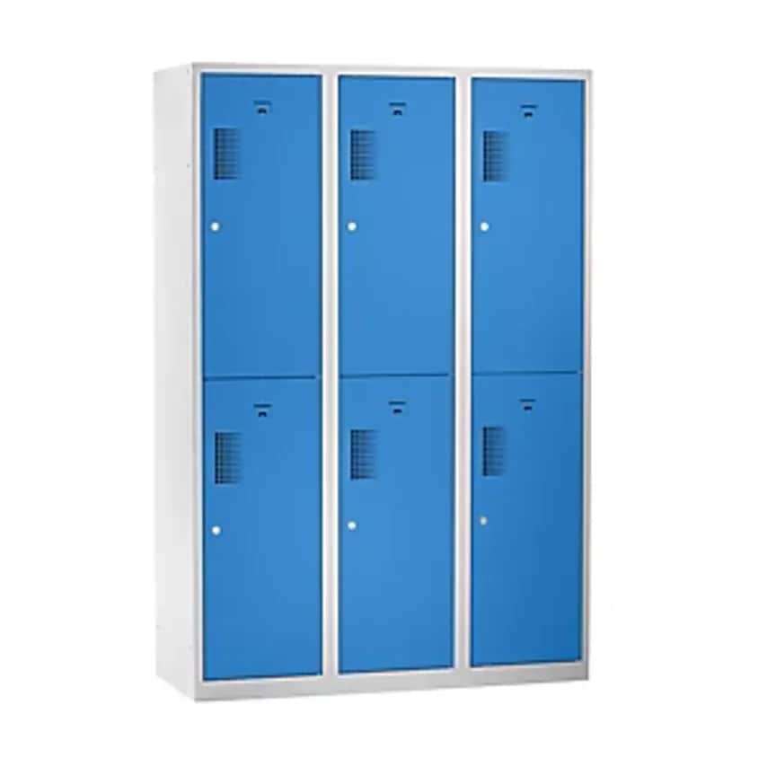 EUROKRAFTpro Cloakroom Locker, Half-Height Compartments, Width 1200mm, 6 Compart