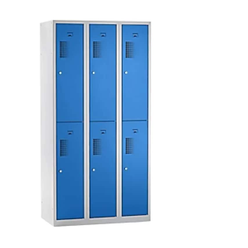EUROKRAFTpro Cloakroom Locker, Half-Height Compartments, Width 900mm, 6 Compartm