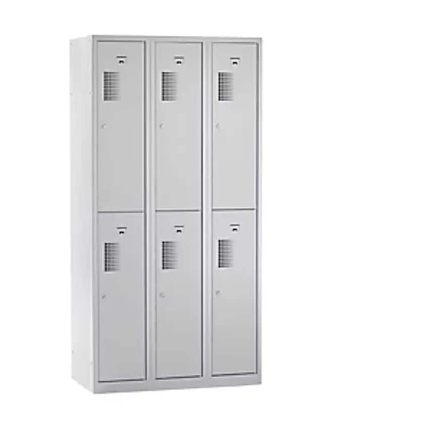 EUROKRAFTpro Cloakroom Locker, Half-Height Compartments, Width 900mm, 6 Compartm