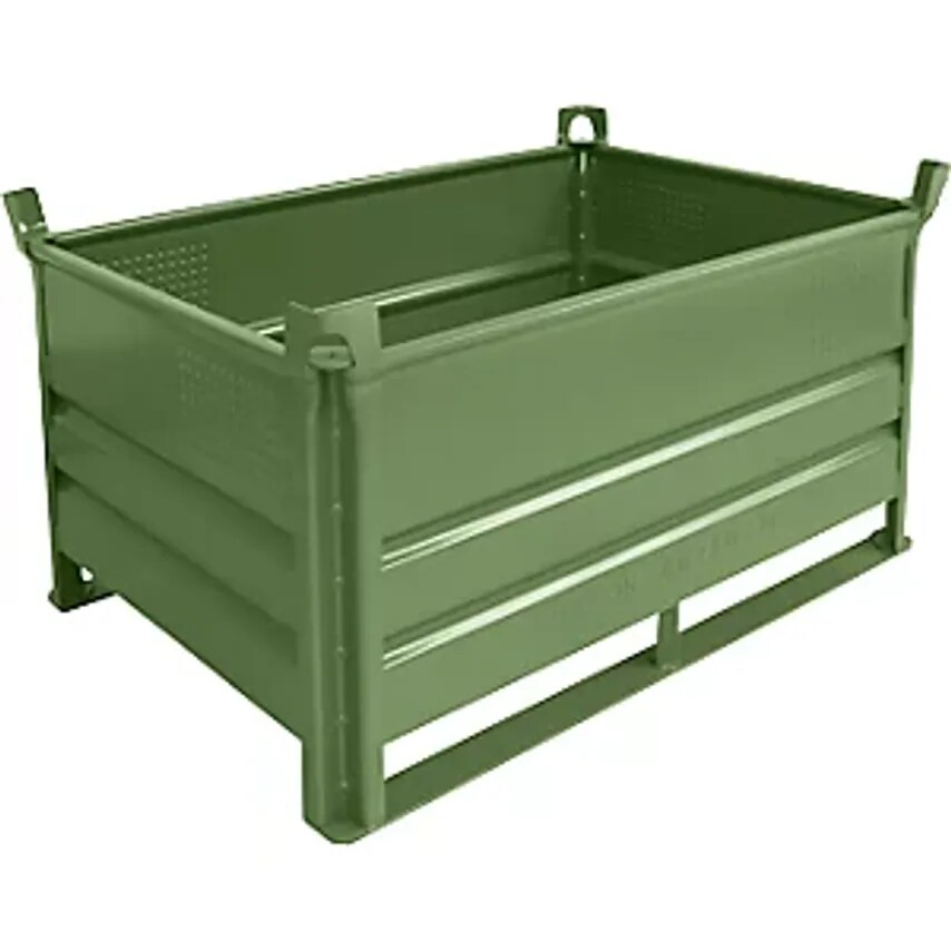HESON Stacking Container With Runners, LxW 1200 X 800mm, Max. Load 2000 kg, Gree