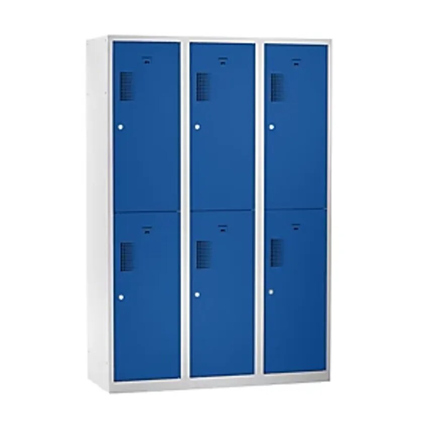 EUROKRAFTpro Cloakroom Locker - Half-Height Compartments - Width 1200mm, 6 Compa