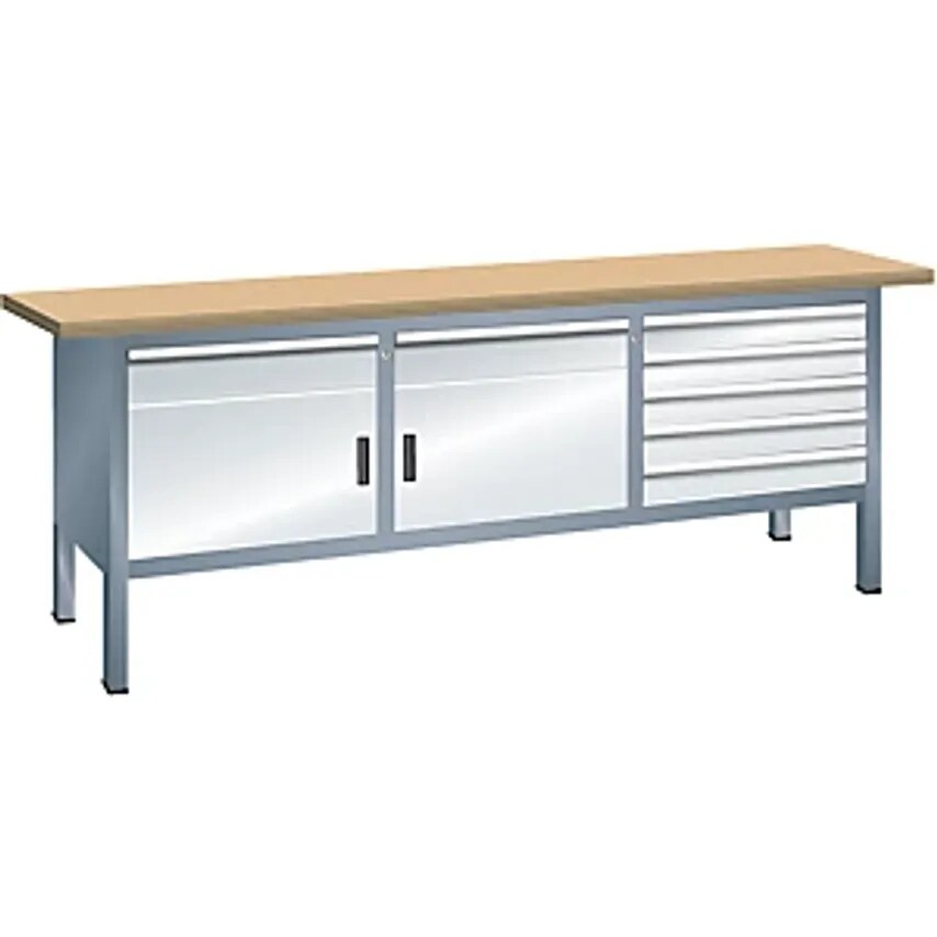 Lista Workbench With Solid Beech Top - Frame Construction - Width 2000mm, 7 Draw