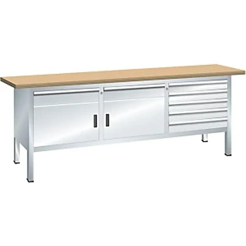 Lista Workbench - Frame Construction - Width 2000mm, 7 Drawers, 2 Doors, Body Li