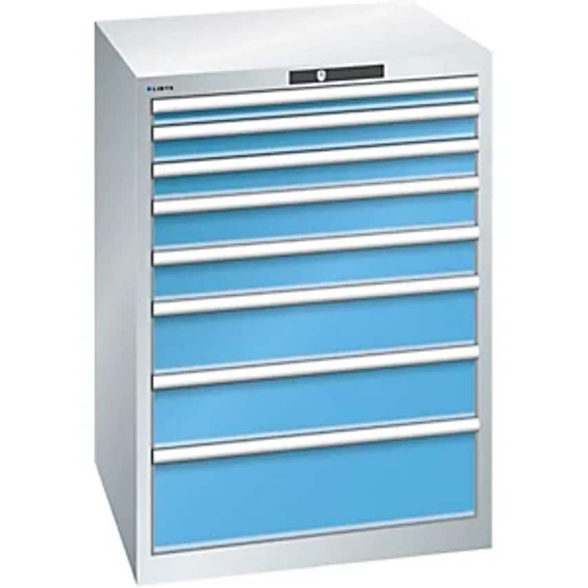 Lista Drawer Cupboard, 8 Drawers, WxDxH 717 X 725 X 1000mm, Light Grey/Light Blu