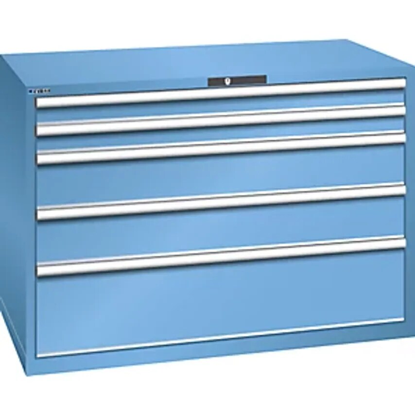 Lista Drawer Cupboard, 5 Drawers, WxDxH 1431 X 725 X 1000mm, Light Blue