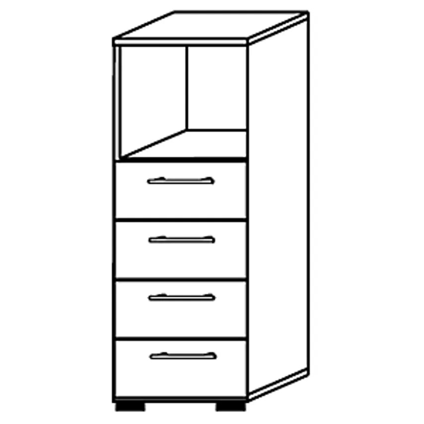 EUROKRAFTpro RENATUS - Shelf Unit, 1 Open Compartment/4 Drawers, Silver Coloured