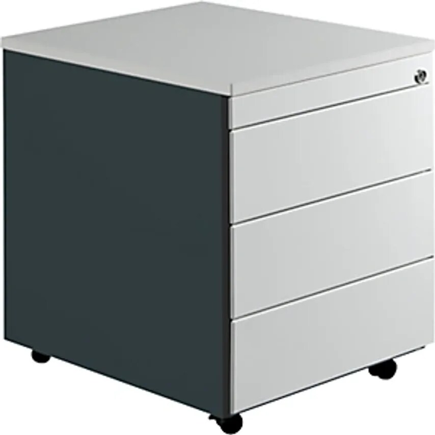 MAUSER Drawer Pedestal With Castors - HxD 579 X 600mm - Plastic Top, 3 Drawers,